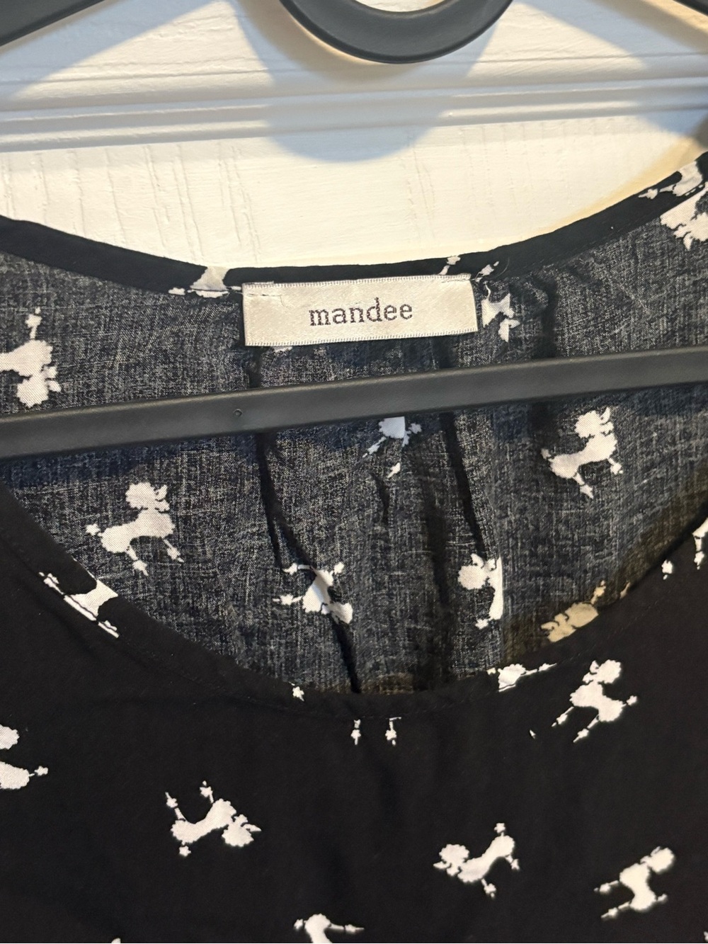 mandee Black Short Sleeve Top with White Poodle Print - Picture 2 of 5